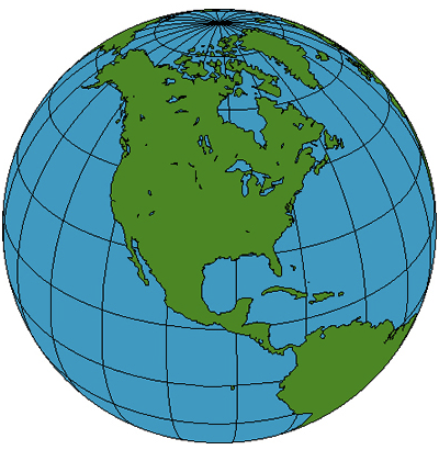Globe illustration with North America Highlighted